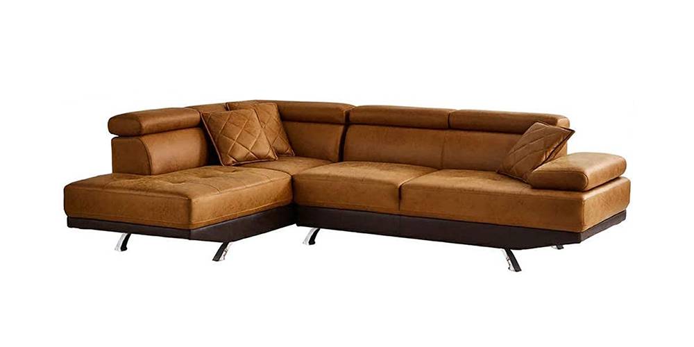 Aldaro Sectional Leatherette Sofa (Tan-Brown) by Urban Ladder - - 