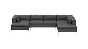 Hamilon Sectional Leatherette Sofa (Dark Grey)