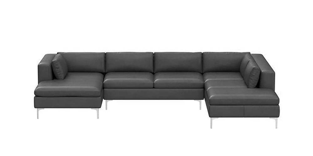 Hamilon Sectional Leatherette Sofa (Dark Grey) by Urban Ladder - - 