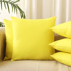 Collections New In Solapur Design Plain Yellow Solid Set of 5 Cushion Covers-CHF-CC- 0927-5 (Yellow)