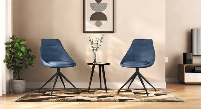 Doris Swivel Dining Chairs - Set Of 2 (Blue, Blue Finish, Fabric Material) by Urban Ladder - Full View Design 1 - 719222