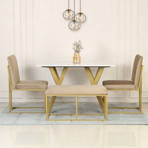 4 Seater Square Dining Table Design Armdale Stone 4 Seater Dining Table in Powder Coating Finish