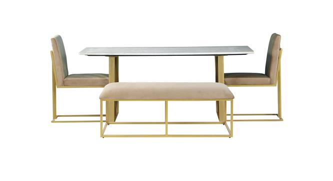 AURILLAC MARBLE 6 SEATER DINING SET (Golden Finish) by Urban Ladder - Front View Design 1 - 719302
