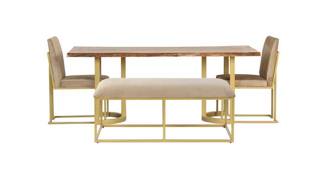 AVERSA RECTANGLE ACACIA WOOD 6 SEATER DINING SET (Golden Finish) by Urban Ladder - Front View Design 1 - 719303