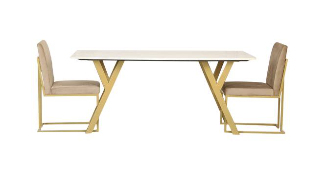 ARMADALE RECTANGLE MARBLE 6 SEATER DINING SET (Golden Finish) by Urban Ladder - Front View Design 1 - 719305