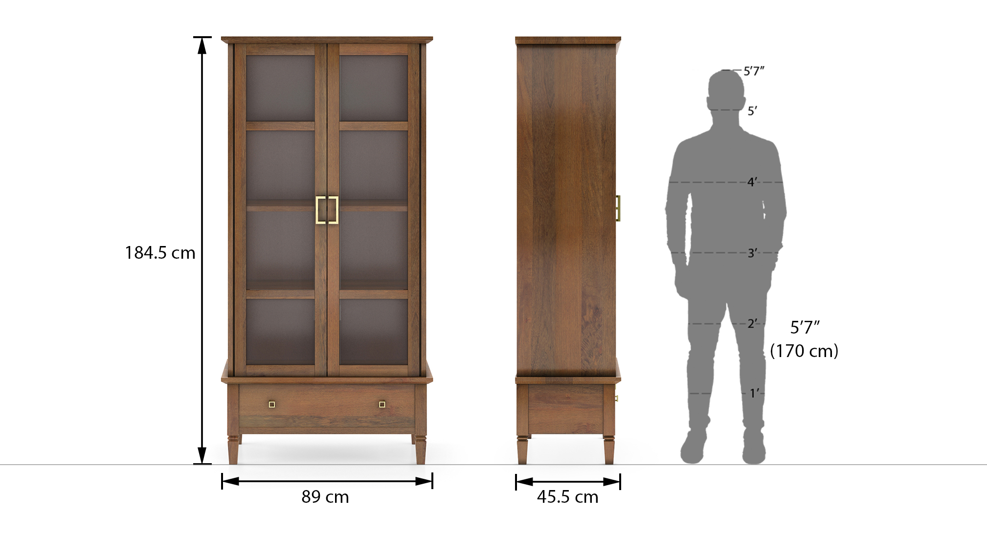 Malabar bookshelfdisplay cabinet amber walnut 7