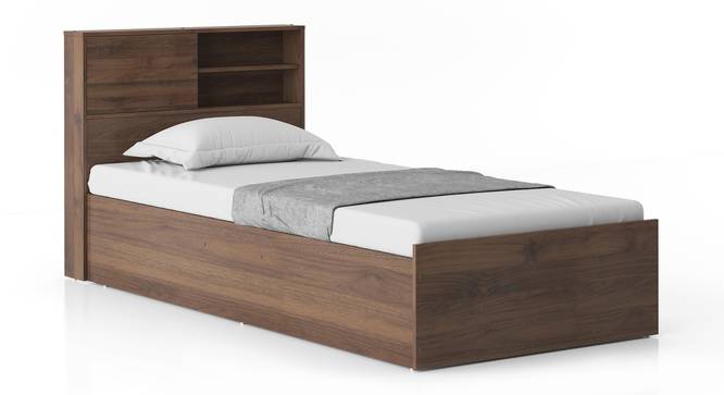 Amy Storage Bed With Head board Storage - Single - Dark Wenge (Single Bed Size, Classic Walnut Finish) by Urban Ladder - Storage Image - 