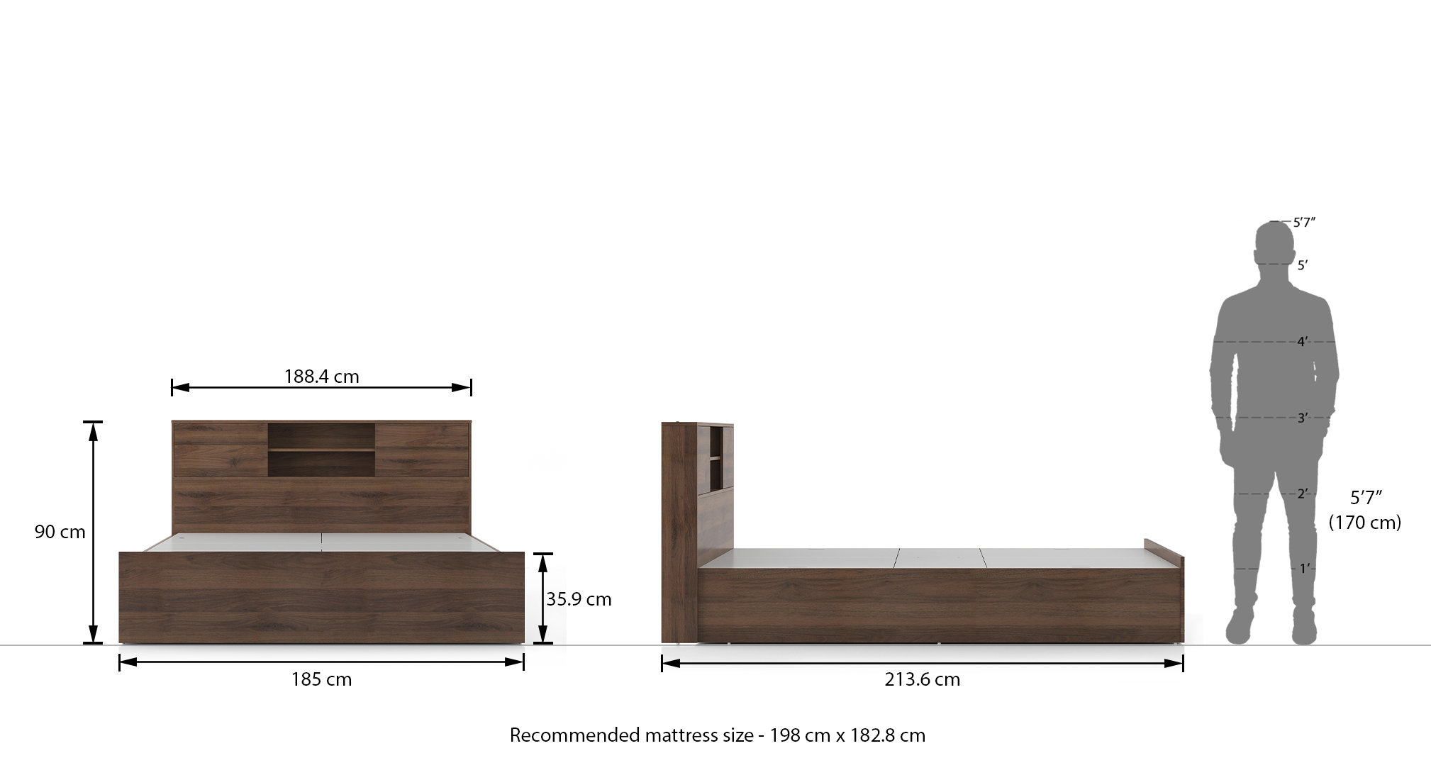 Amy storage king bed  classic walnut 8