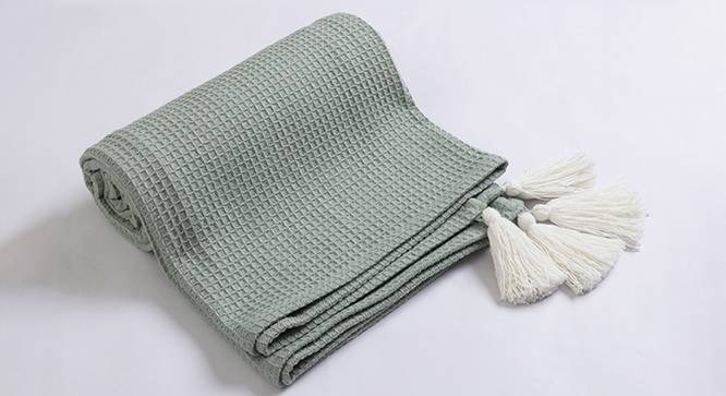Jamio Firati Textured Green Solid Desgin 100% Cotton 1 Pc Throw 50x60 Inch(125x150 Cms) (Green) by Urban Ladder - Front View Design 1 - 719465