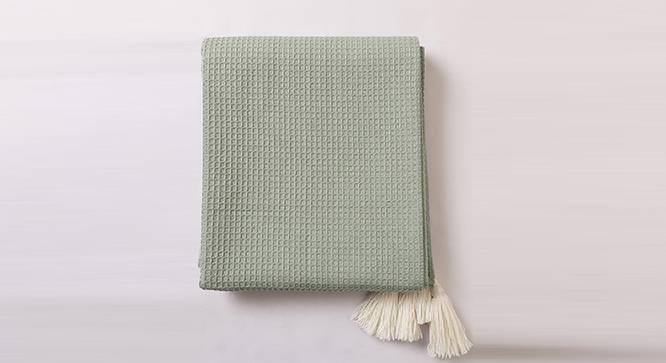 Jamio Firati Textured Green Solid Desgin 100% Cotton 1 Pc Throw 50x60 Inch(125x150 Cms) (Green) by Urban Ladder - Design 1 Side View - 719499
