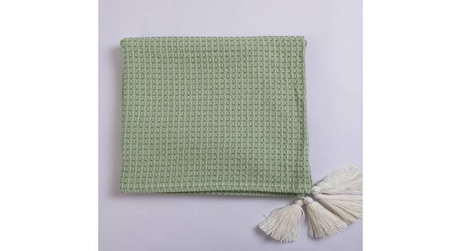 Jamio Firati Textured Green Solid Desgin 100% Cotton 1 Pc Throw 50x60 In(125x150 Cms) (Green) by Urban Ladder - Design 1 Side View - 719503