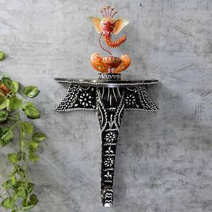 Jade Black Solid Wood Wall Shelf