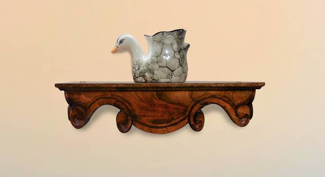 Edna Natural Brown Solid Wood Wall Shelf ( Natural Brown) by Urban Ladder - - 