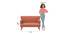 Memsaab Love Seat - Savanna Green (Red Ikkat) by Urban Ladder - Design 1 Dimension - 719779
