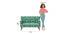 Memsaab Love Seat - Savanna Green (Tropical Ikkat Green) by Urban Ladder - Design 1 Dimension - 719786