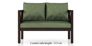 Alden wooden sofa -Finish- Mahogany (Moss Green Velvet)