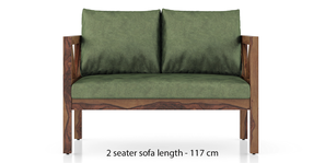 Alden wooden sofa -Finish- Teak (Moss Green Velvet)