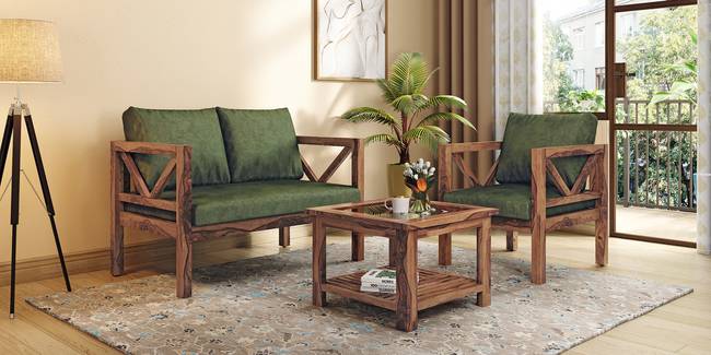 Alden wooden sofa -Finish- Teak (Moss Green Velvet) (1-seater Custom Set - Sofas, Fabric Sofa Material, Regular Sofa Size, Regular Sofa Type, Moss Green Velvet)