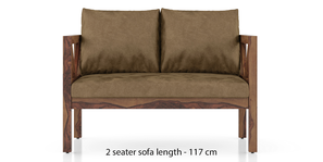 Alden wooden sofa -Finish- Teak (Peanut Brown Velvet)