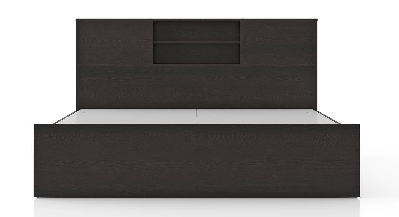 Amy Engineered Wood King Size Box Storage Bed in Classic Walnut Finish