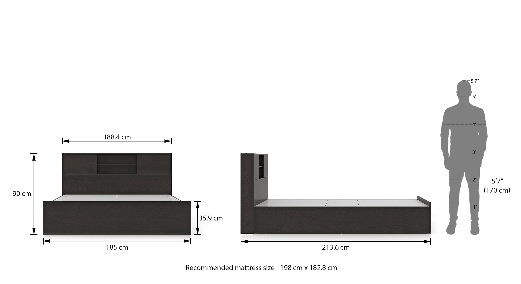 Amy storage bed with headboard storage king dark wenge 8