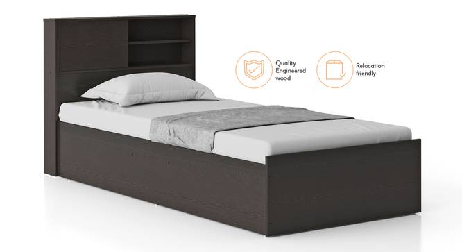 Amy Storage Bed With Head board Storage (Single Bed Size, Dark Wenge Finish) by Urban Ladder - Close View - 