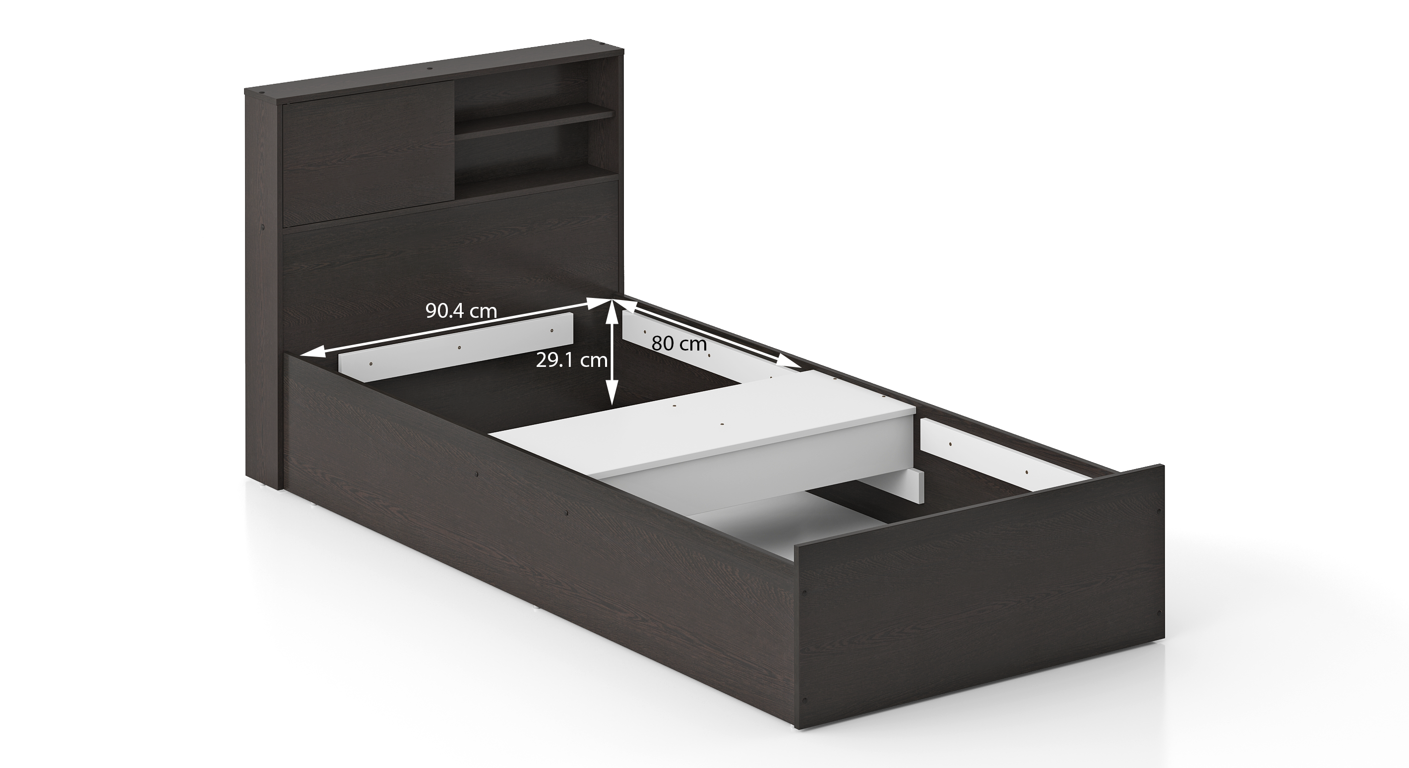 Amy storage bed with head board storage single dark wenge 7