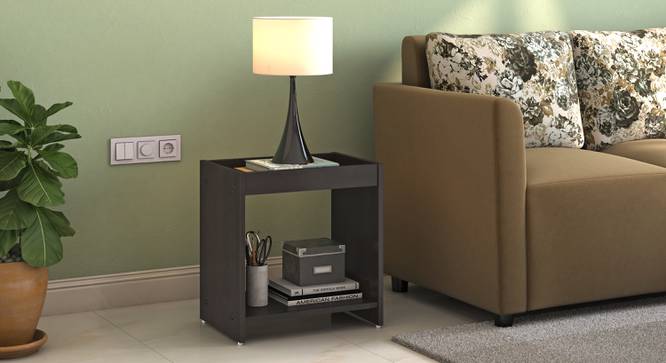 Ally Side Table - Classic Walnut (Dark Wenge Finish) by Urban Ladder - Front View - 