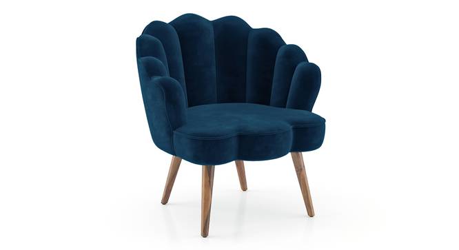 Korine Chair (Finish : Teak, Fabric: Blue velvet ) (Blue Velvet) by Urban Ladder - Side View - 