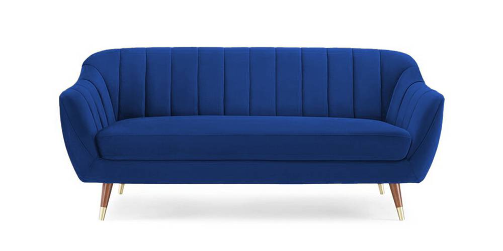 Neo Fabric Sofa - Navy Blue (3-seater Custom Set - Sofas, None Standard Set - Sofas, Navy Blue, Fabric Sofa Material, Regular Sofa Size, Regular Sofa Type) by Urban Ladder - - 