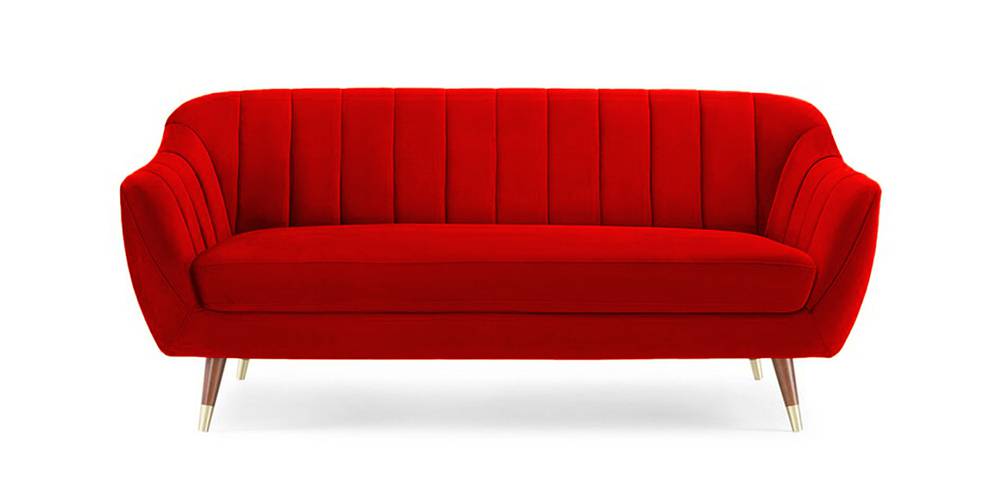 Neo Fabric Sofa - Red (Red, 3-seater Custom Set - Sofas, None Standard Set - Sofas, Fabric Sofa Material, Regular Sofa Size, Regular Sofa Type) by Urban Ladder - - 