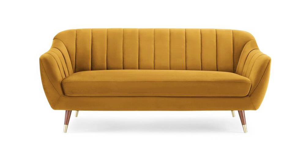 Neo Fabric Sofa - Yellow (Red, 3-seater Custom Set - Sofas, None Standard Set - Sofas, Fabric Sofa Material, Regular Sofa Size, Regular Sofa Type) by Urban Ladder - - 