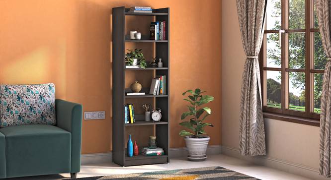 Megan bookshelf 5feet - Dark Wenge (Dark Wenge Finish) by Urban Ladder - Front View - 