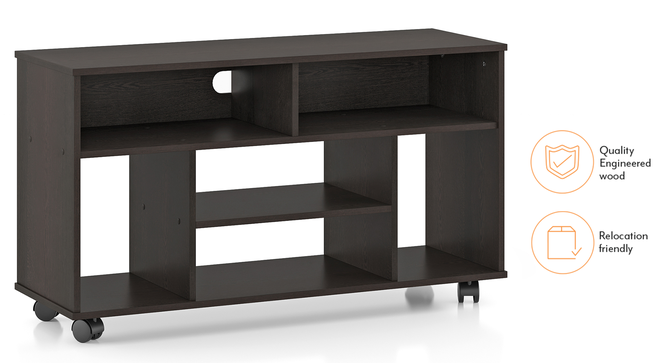Ian Tv Unit with Casters - Dark Wenge (Classic Walnut Finish) by Urban Ladder - Side View - 