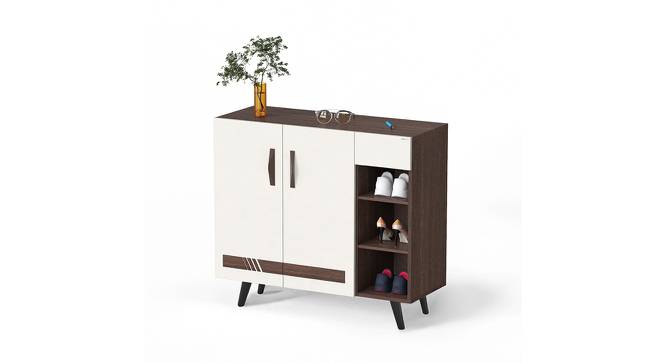 Oleye Free Standing Engineered Wood Shoe Rack in Wenge & White Finish (Matte Finish) by Urban Ladder - Side View Design 1 - 