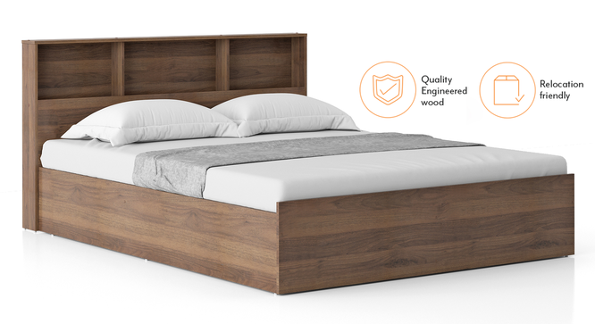 Stewart King Storage Bed With Headboard Storage Dark Wenge (King Bed Size, Classic Walnut Finish) by Urban Ladder - Side View - 