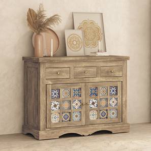 Crockery Unit Design Azul Solid Wood Sideboard in Brushed Bali Oak Finish
