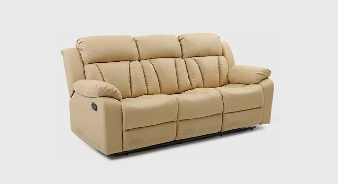 Selino 2 Seater Manual Recliner in Grey Faux Laether (Cream, Three Seater) by Urban Ladder - Front View Design 1 - 721980