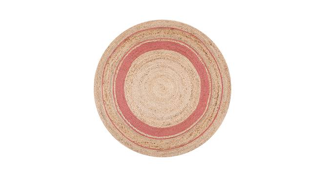 Pink And Natural Round Jute Hand Woven Dhurrie 5X5 Feet (Pink, 152 x 152 cm  (60" x 60") Carpet Size) by Urban Ladder - Front View Design 1 - 722164