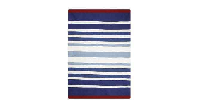 Blue Stripes Hand Woven Cotton Dhurrie 4X6 Feet (Blue, 183 x 122 cm  (72" x 48") Carpet Size) by Urban Ladder - Front View Design 1 - 722201