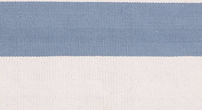 Blue Stripes Hand Woven Cotton Dhurrie 4X6 Feet (Blue, 183 x 122 cm  (72" x 48") Carpet Size) by Urban Ladder - Design 1 Side View - 722212