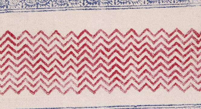 Blue Pink Stripes Hand Woven Printed Dhurrie 4X6 Feet (Blue, 183 x 122 cm  (72" x 48") Carpet Size) by Urban Ladder - Design 1 Side View - 722213
