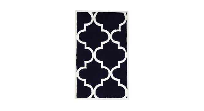 Navy Blue And White Moroccan Hand Tufted Carpet 3X5 Feet (Blue, 91 x 152 cm  (36" x 60") Carpet Size) by Urban Ladder - Front View Design 1 - 722240