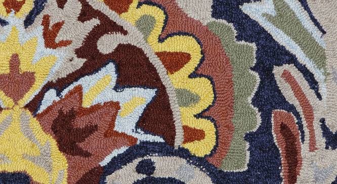 Blue Damask Hand Tufted Carpet 4X6 Feet (Blue, 183 x 122 cm  (72" x 48") Carpet Size) by Urban Ladder - Design 1 Side View - 722259