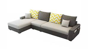Mantreh 6 Seater Fabric LHS L Shape Sofa Set (Light Grey-Dark Grey)