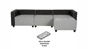 Madelyn Fabric Interchangeable Sofa with Ottoman (Light Grey-Black)