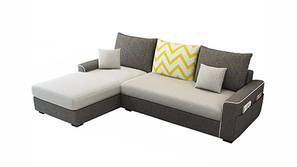 Mantreh Sectional Fabric Sofa (Light Grey-Dark Grey)