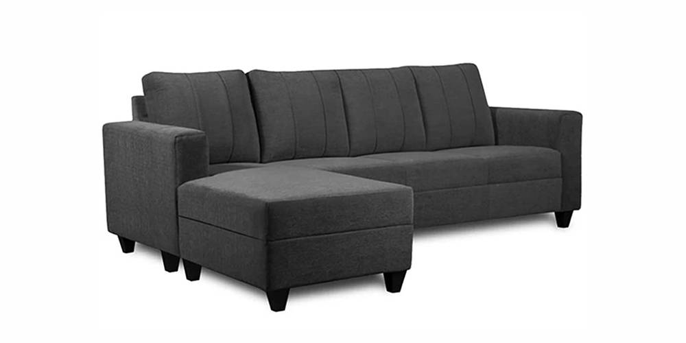 Borneoy Sectional Fabric Sofa (Dark Grey) Urban Ladder