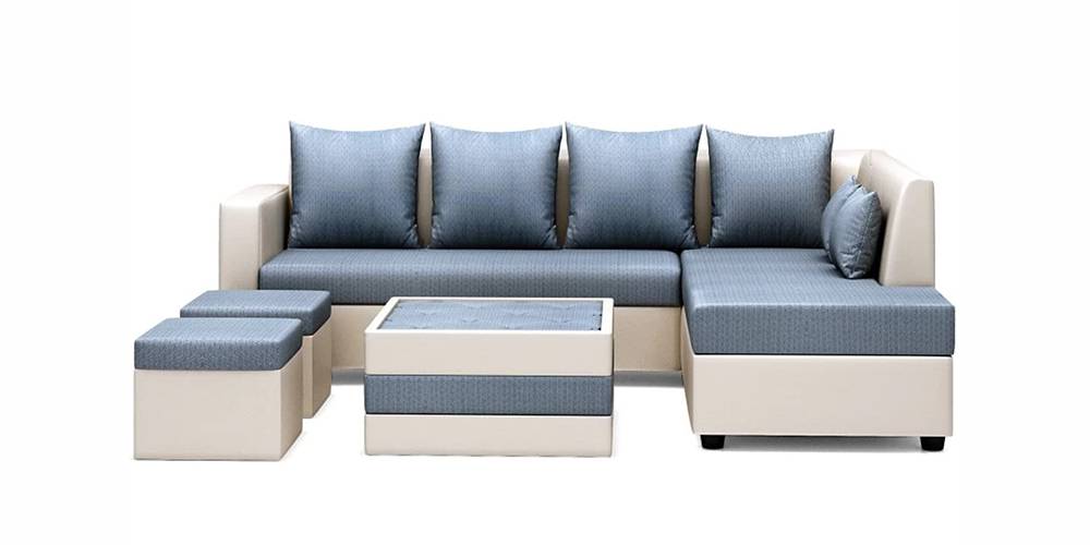 Melbourne Sectional Fabric Sofa (Blue) by Urban Ladder - - 