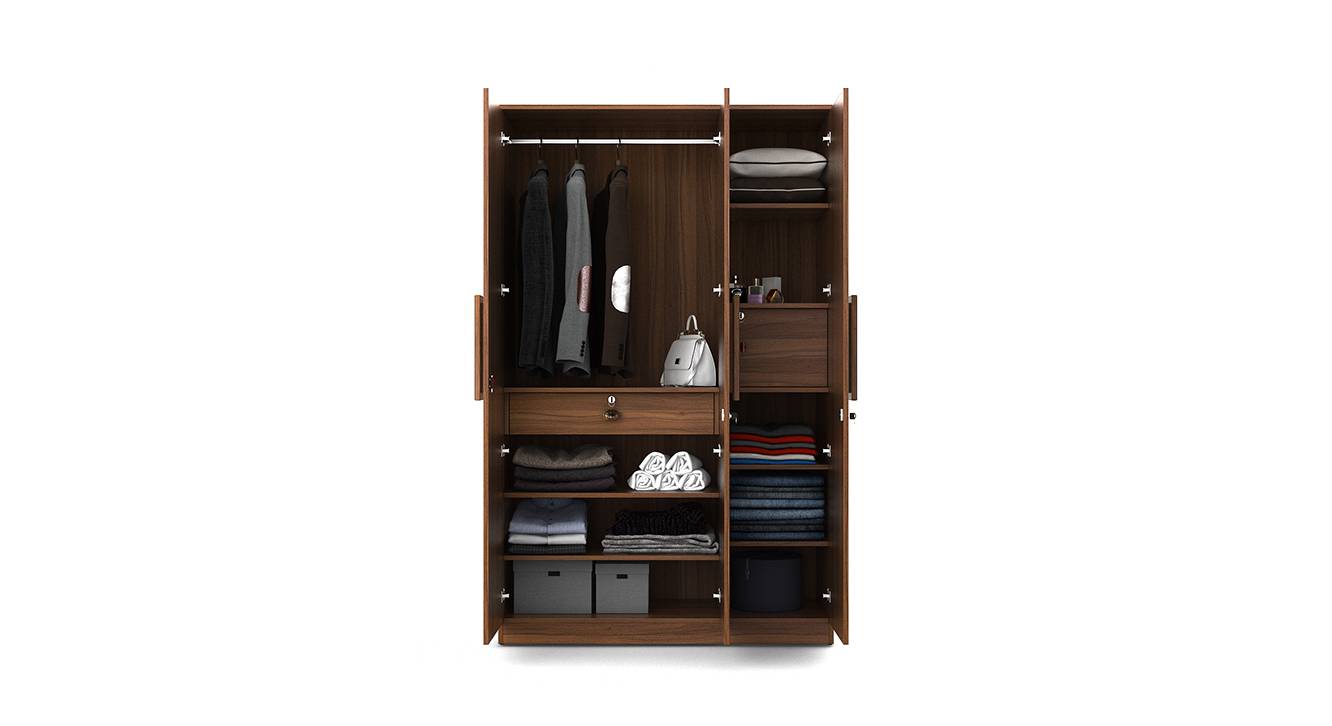 Winslet Engineered Wood 3 Door Wardrobe Without Mirror in Exotic Teak
